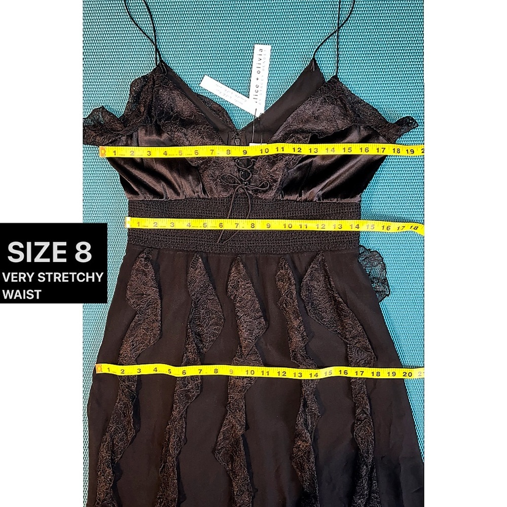Alice + Olivia McGuire Lace & Silk Blend Black Midi Dress - Picture 13 of 17